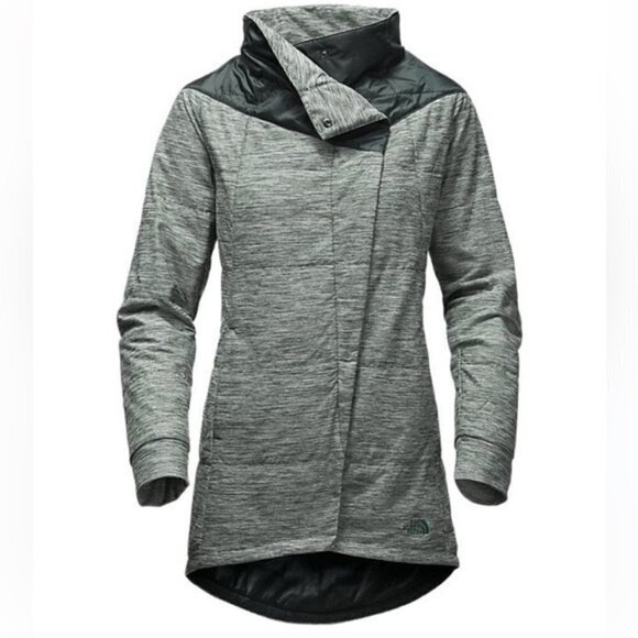 The North Face Women’s Long Pseudio Cowlneck Full Zip Green Puffer Jacket XS - Picture 1 of 12